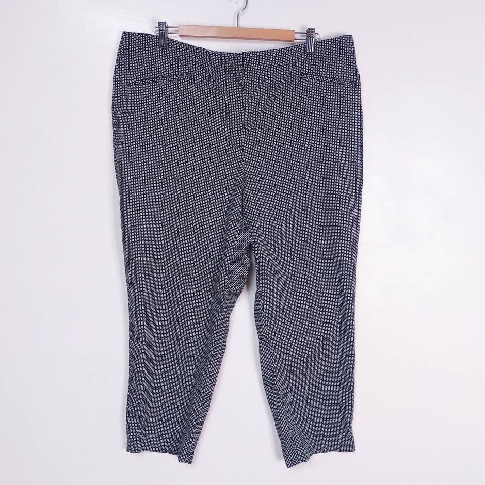 J. Jill Lightweight Print Black White Cotton Spandex Ankle Pants 22